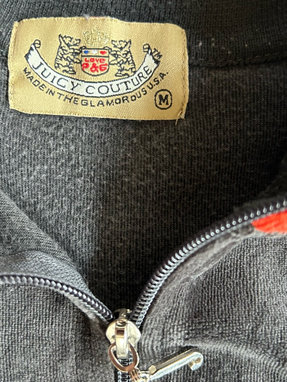Y2K Vintage Juicy Couture Velour Tracksuit Set Made in USA Charcoal Striped M - Picture 6 of 13